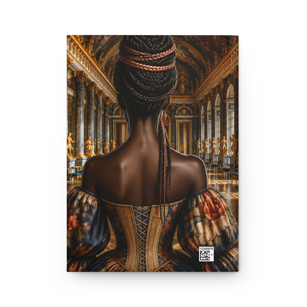 Personalized Black Woman Hardcover Journal | Noir Versailles Glow | Custom Name Lined Notebook, Elegant Gift for Her