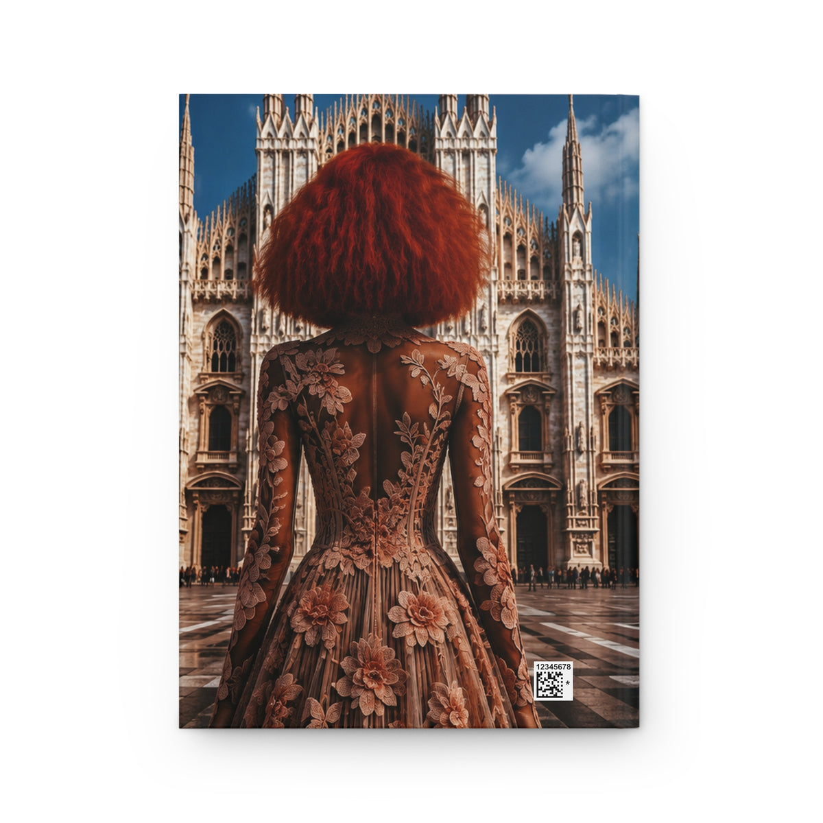 Personalized Black Woman Hardcover Journal | Noir - Rosso Milano I | Custom Name Lined Notebook, Elegant Gift for Her