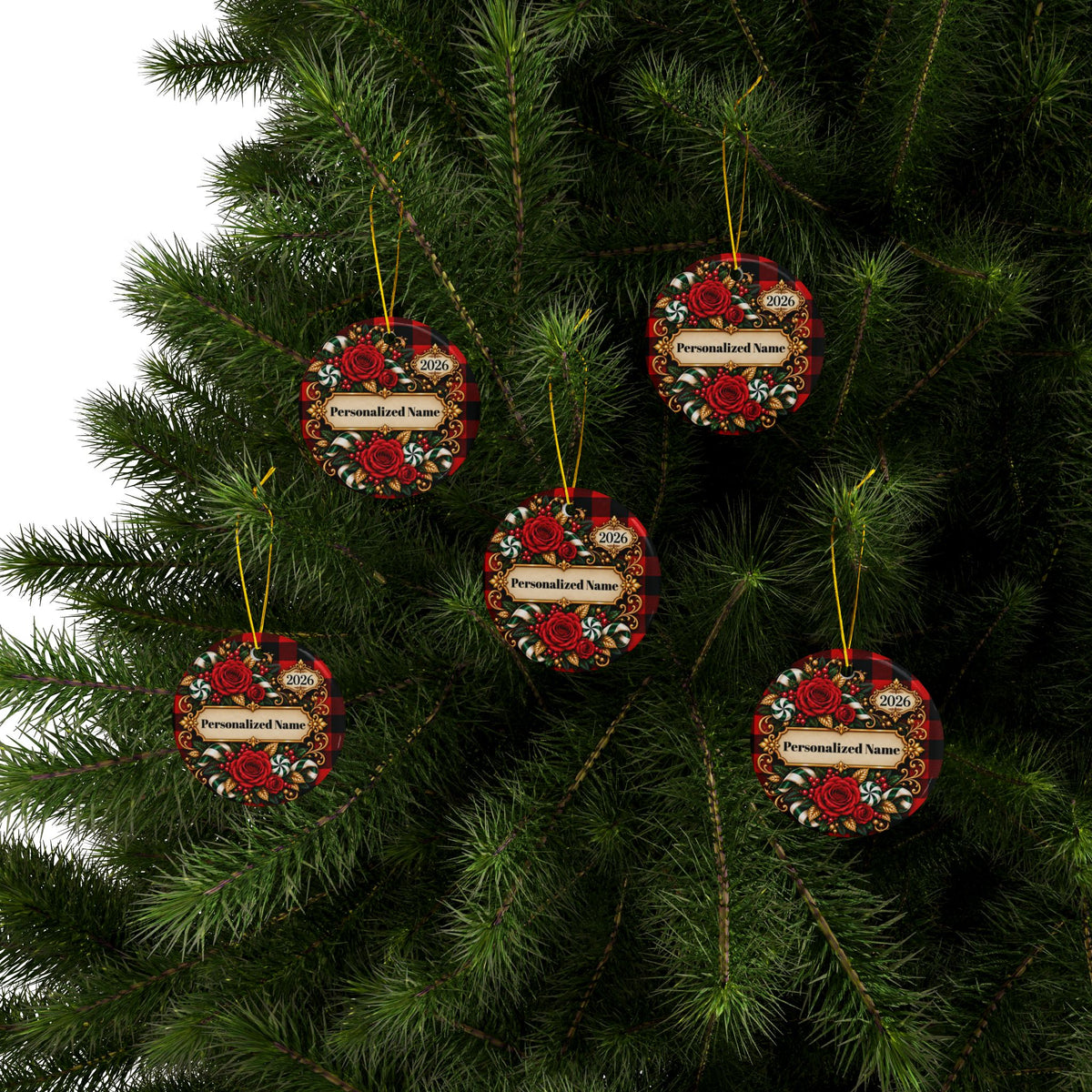 Buffalo Rose Personalized Christmas Ornament - Double-Sided Ceramic Keepsake