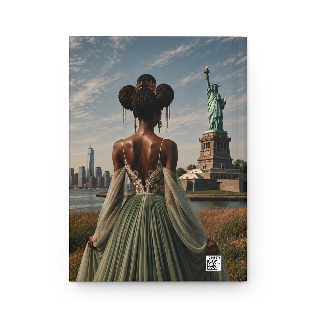 Personalized Black Woman Hardcover Journal | Noir Liberty IV | Custom Name Lined Notebook, Elegant Gift for Her
