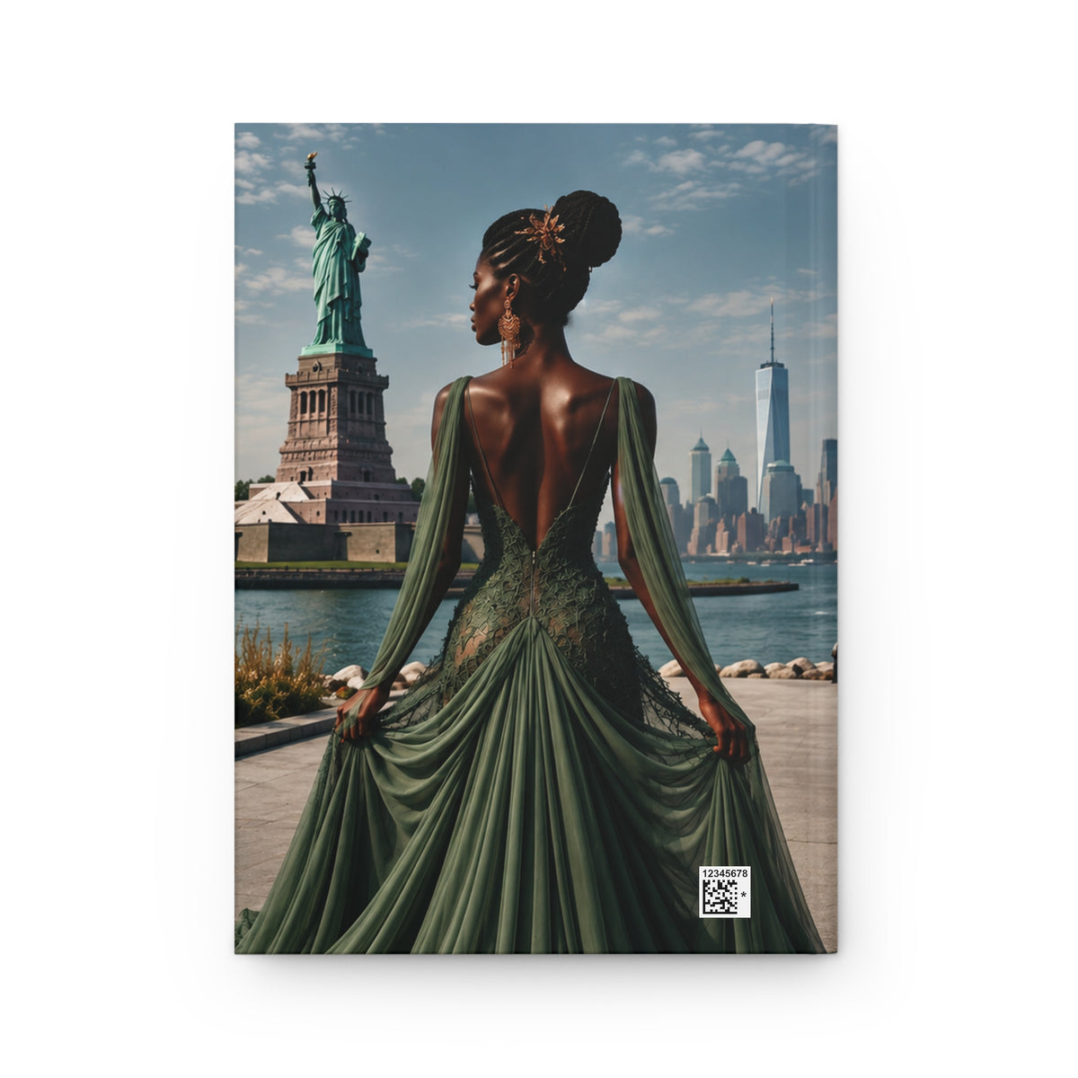 Personalized Black Woman Hardcover Journal | Noir Liberty I | Custom Name Lined Notebook, Elegant Gift for Her