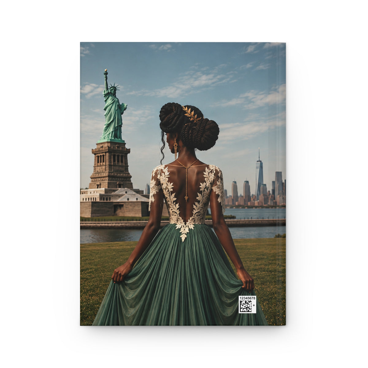 Personalized Black Woman Hardcover Journal | Noir Liberty III | Custom Name Lined Notebook, Elegant Gift for Her