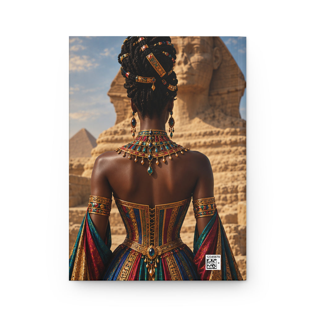 Personalized Black Woman Hardcover Journal | Noir - Jeweled Giza II | Custom Name Lined Notebook, Elegant Gift for Her