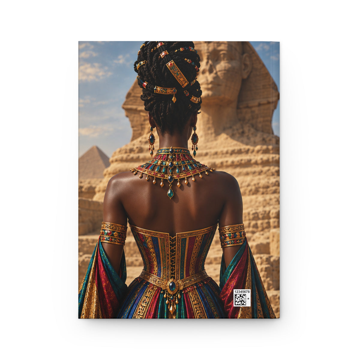 Personalized Black Woman Hardcover Journal | Noir - Jeweled Giza II | Custom Name Lined Notebook, Elegant Gift for Her