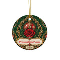 Hunter Rose Vintage Personalized Christmas Ornament - Double-Sided Ceramic Keepsake