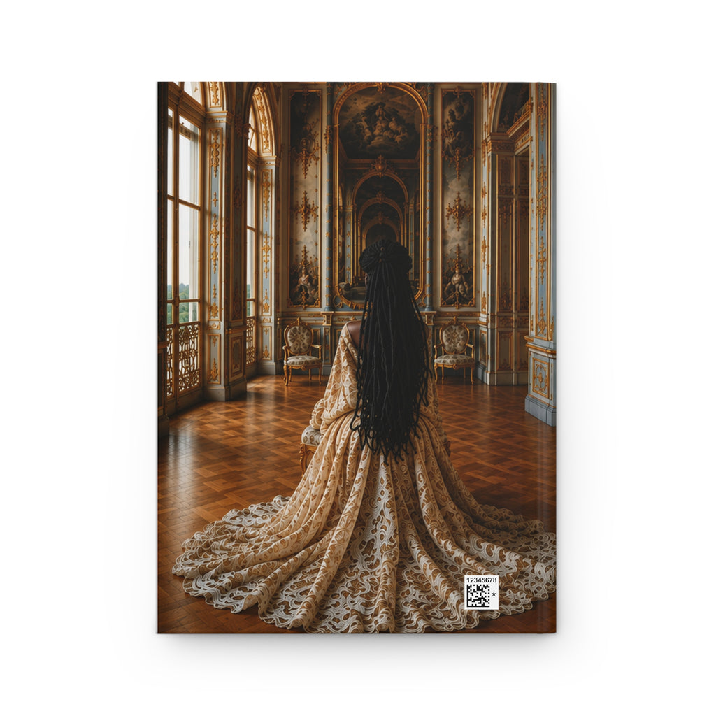 Personalized Black Woman Hardcover Journal | Noir Versailles II | Custom Name Lined Notebook, Elegant Gift for Her