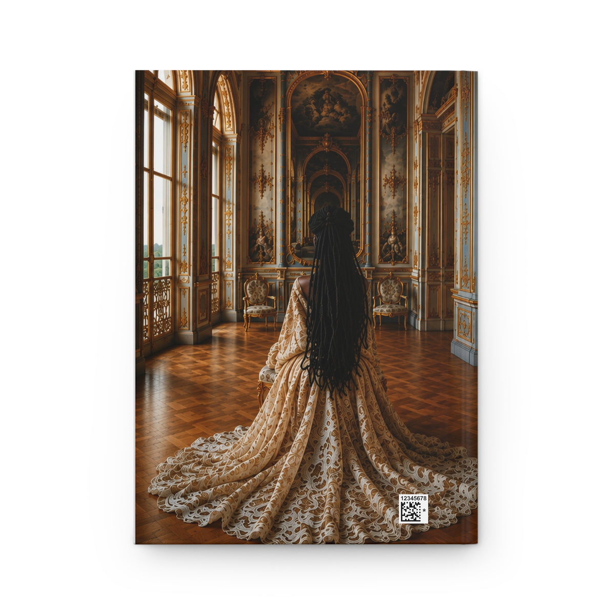 Personalized Black Woman Hardcover Journal | Noir Versailles II | Custom Name Lined Notebook, Elegant Gift for Her