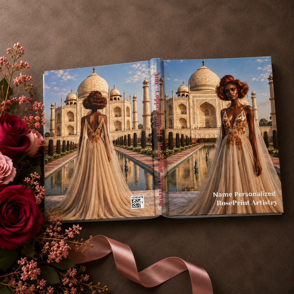 Personalized Black Woman Hardcover Journal | Noir - Copper Mahal I | Custom Name Lined Notebook, Elegant Gift for Her