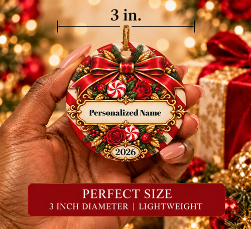 Festive Candy Cane Personalized Christmas Ornament - Double-Sided Ceramic Keepsake