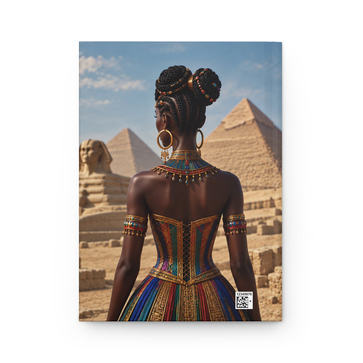 Personalized Black Woman Hardcover Journal | Noir - Jeweled Giza I | Custom Name Lined Notebook, Elegant Gift for Her