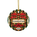 Festive Candy Cane - Green Personalized Christmas Ornament - Double-Sided Ceramic Keepsake