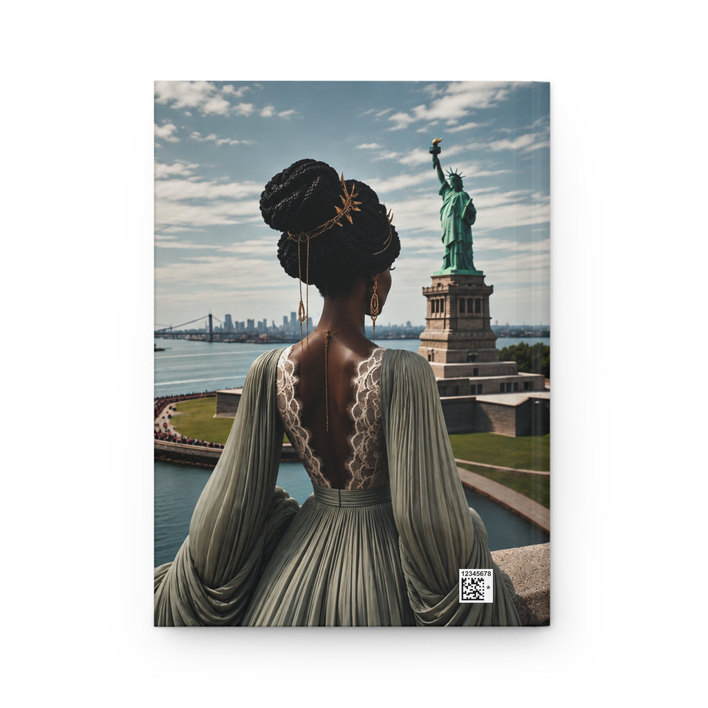 Personalized Black Woman Hardcover Journal | Noir Liberty II | Custom Name Lined Notebook, Elegant Gift for Her