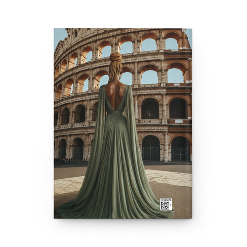 Black Woman Hardcover Journal | Noir - Golden Colosseum I | Custom Name Lined Notebook, Elegant Gift for Her