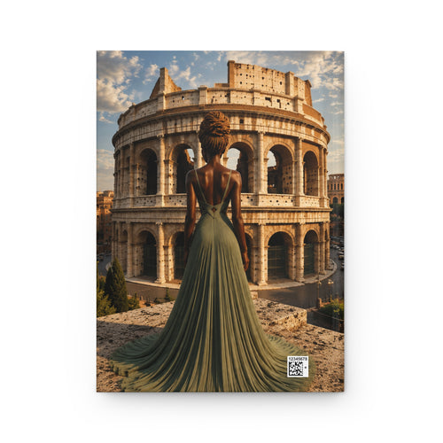 Black Woman Hardcover Journal | Noir - Golden Colosseum II | Custom Name Lined Notebook, Elegant Gift for Her
